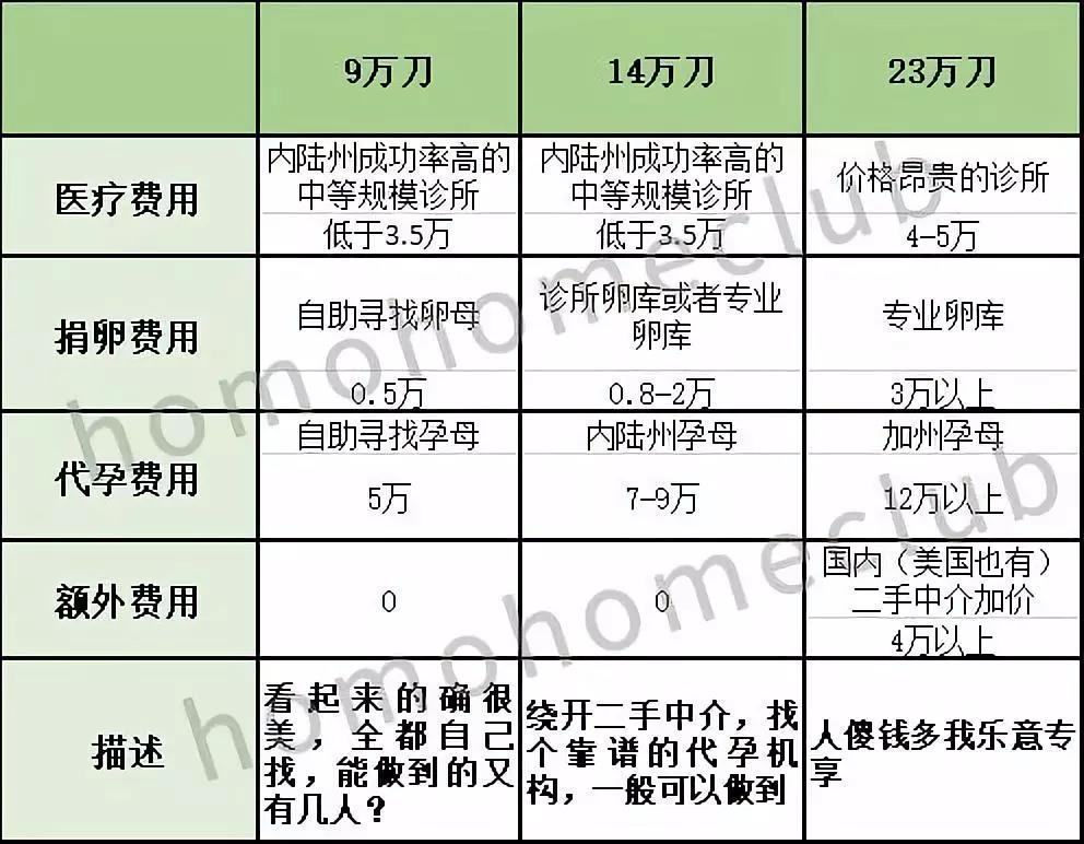 代孕费用要多少